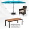 8 Piece Patio Dining Set with Double Sided Solar Umbrella Stackable Chairs Mix Brown